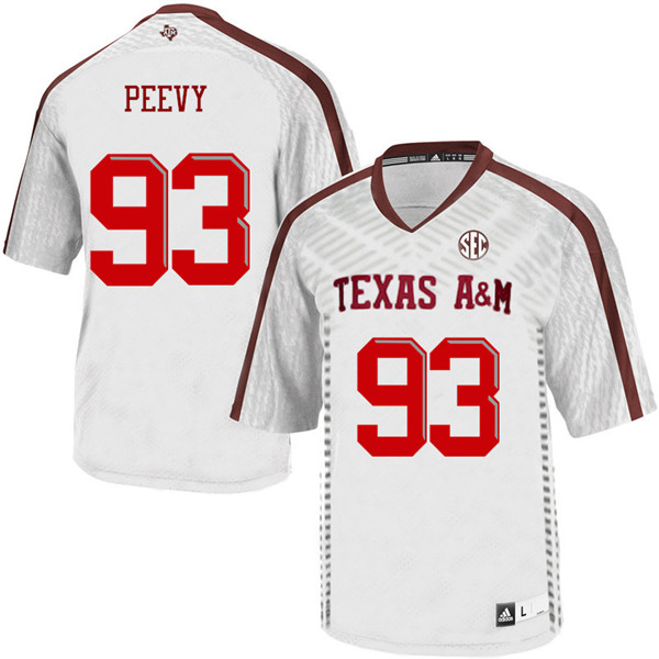 Men #93 Jayden Peevy Texas A&M Aggies College Football Jerseys Sale-White